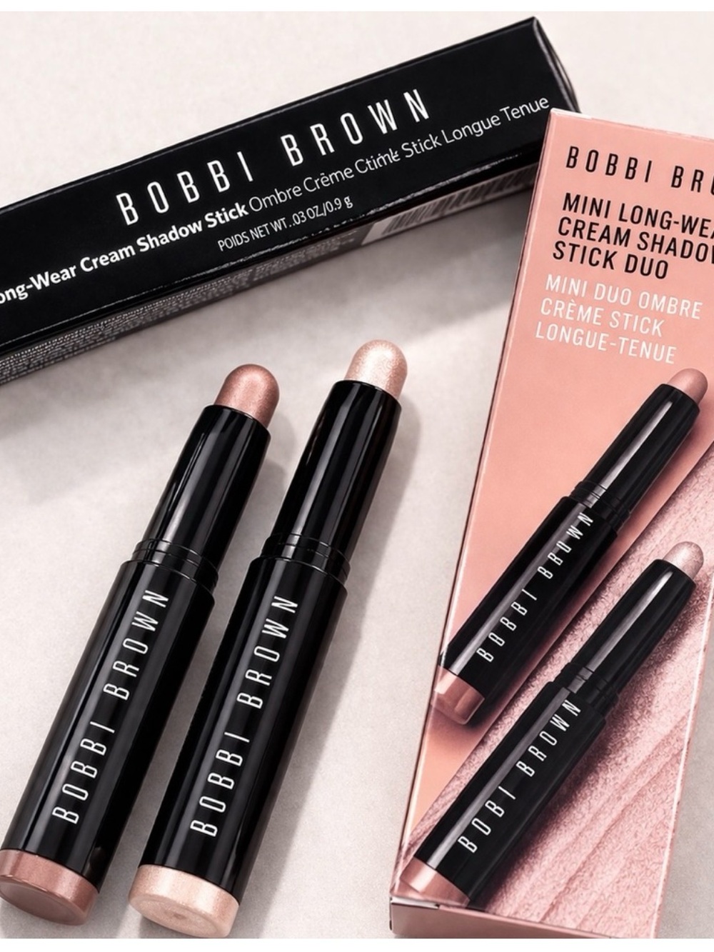 Bobbi Brown Mini Long-Wear Cream Shadow Stick Duo — Rose Gold & Champagne
